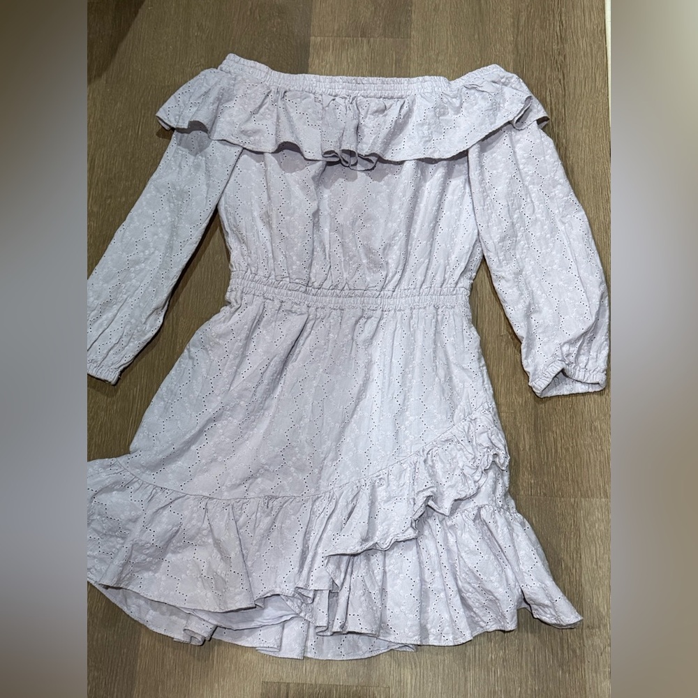 Lavender/ Lilac Michael Kors cotton off the shoulder dress